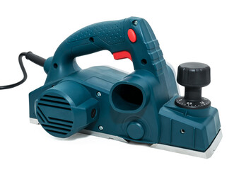 Fototapeta premium Electric planer for wood processing on a white background.