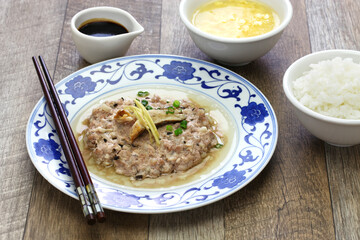 steamed minced pork with salted fish, chinese cantonese traditional cuisine