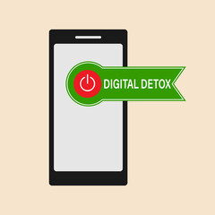 Illustration of a banner or sticker from a mobile phone. The concept of a digital detox.