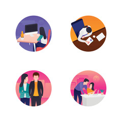 Workplace and Employees Flat Icons 