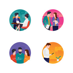 Office Management Staff Flat Icons 