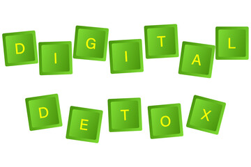 Obraz premium Digital detoxification.Keyboard buttons labeled digital detox. The idea of disabling a gadget, a healthy lifestyle, leaving the Internet, and depending on digital media.