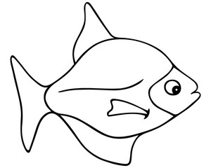 Sea fish. Vector illustration. Outline on a white isolated background. Inhabitant of the ocean and aquarium. Hand drawing style. Sketch. Coloring book for children and adults. Idea for web design.