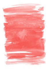 Living coral color. Watercolor background for textures. Abstract watercolor background. Ink stains on paper.
