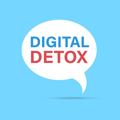 Illustration with speech bubbles digital detoxification. Concept for a digital detox.