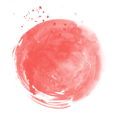 Living coral color. Watercolor background for textures. Abstract watercolor background. Ink stains on paper.