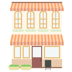 Obraz premium かわいいオレンジストライプ店舗（喫茶店・雑貨店）のイラスト