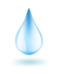 glossy blue water drop on white. vector
