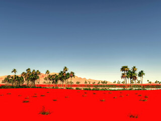 Beautiful natural background -African oasis 3d rendering
