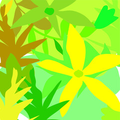 seamless floral pattern, Abstract colourful green lovely flowers and leaves pattern background. Creative cute floral hand drawn and doodles for your design.