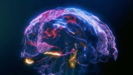 Flying inside Artificial Intelligence Digital Brain bid Data. Illustration of thinking process. Future technology animation, AI deep learning computer machine. 3d render - Powered by Adobe