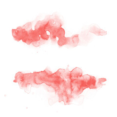 Living coral color. Abstract paint spots on white background. Color watercolor stains and blots.