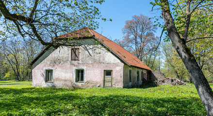 Plakat old agriculture style building in estonia