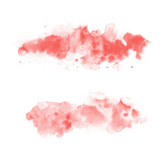 Living coral color. Abstract paint spots on white background. Color watercolor stains and blots.