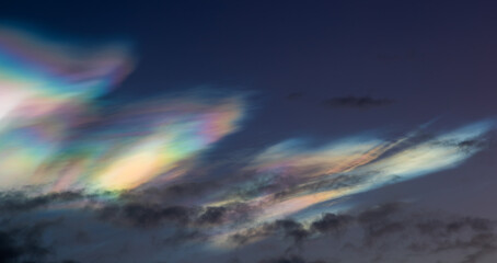 Amazing pearl clouds over Norway, wintertime.