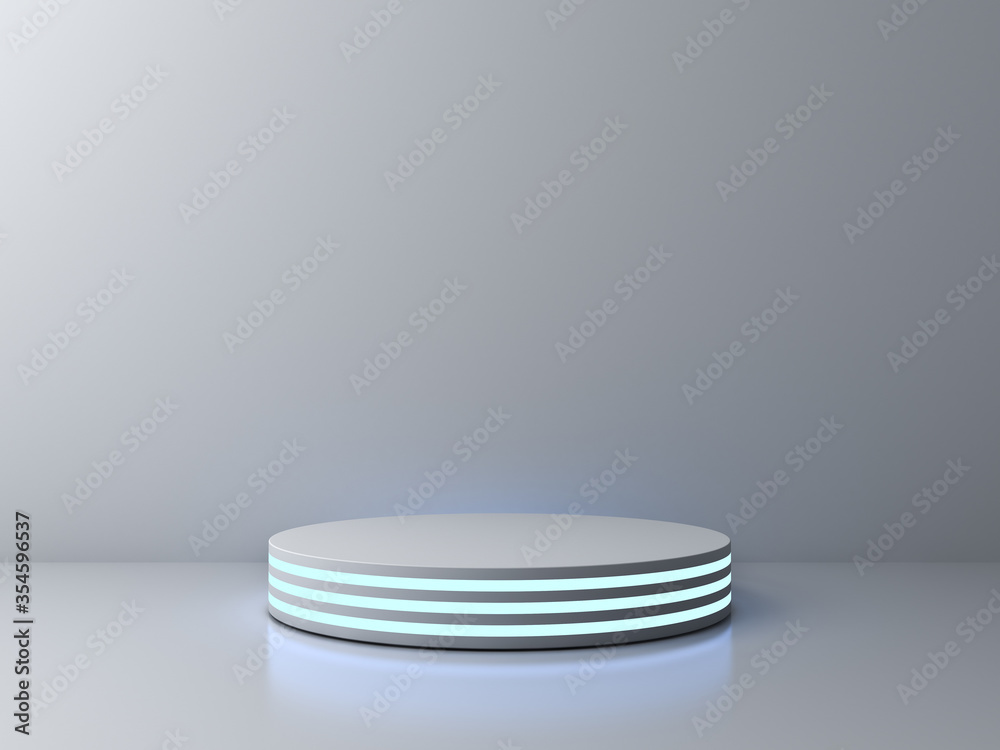 Leinwandbilder neon product podium isolated on gray background with shadows 3d rendering