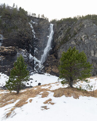 Early winter in Amotan gorge by the Svoufallet waterfall,Trollheimen