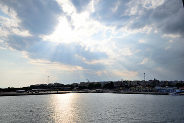 Naklejka premium Panoramic view of the harbor of Alexandroupolis, Greece, Aegean sea