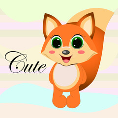 Vector Illustration of a cute cartoon baby fox with big eyes