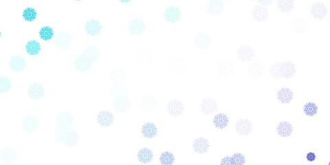 Light Pink, Blue vector doodle pattern with flowers.