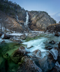 Early winter in Amotan gorge by the Svoufallet waterfall,Trollheimen