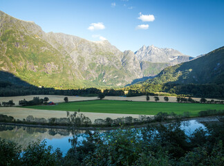 Mountains around Romsdalen valley. Sunny summer day.