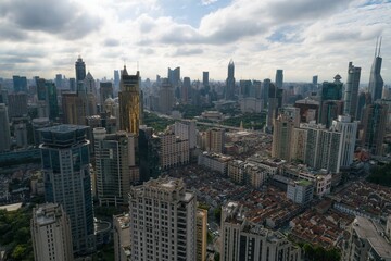 Shanghai city in China aerial drone photo