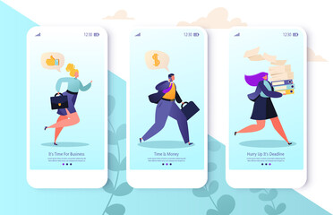 Deadline metaphor, path to success, determination, workaholics. Career, advertising, promotion, business, reach goal success, finance concept with office workers and business people hurrying to work. 