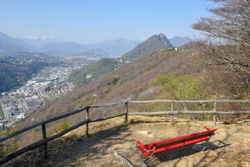 View at Scairolo valley and the alps near Lugano in Switzerland