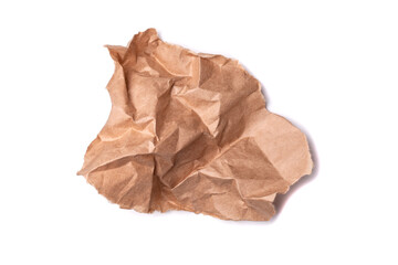 Crumpled paper isolated on white background.