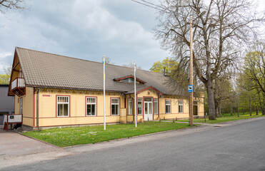 Fototapeta na wymiar rneovated wooden building in estonia