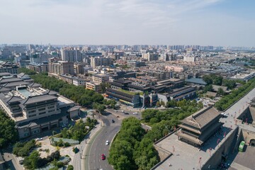 Xian old town in China aerial drone photo