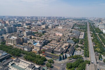 Fototapeta premium Xian old town in China aerial drone photo