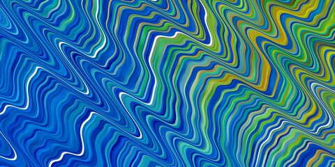 Light Blue, Green vector background with bent lines. Abstract illustration with bandy gradient lines. Best design for your posters, banners.