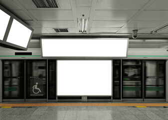 Mock up Billboard banner blank Media signage Light box indoor Subway station