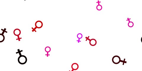 Light Pink vector pattern with feminism elements.