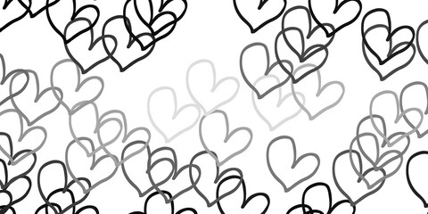 Light Gray vector pattern with colorful hearts.