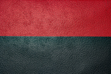 Red black leather texture closeup