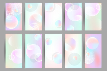 Set geometric pastel colors fluid shapes eps 10. Flowing and liquid abstract gradient background for banner, poster or book. Vector design
