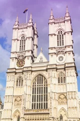 Türaufkleber Lavendel Westminster Abbey. Gefilterter Farbstil.