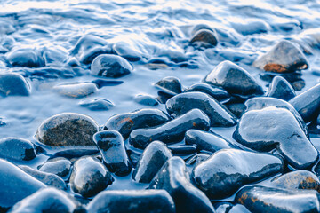 Stones in the water on the lake