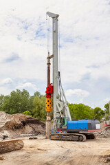Hydraulic drilling machine on working site