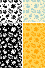 Exotic leaves creative background. Contemporary seamless pattern. Matisse inspired shapes pattern.