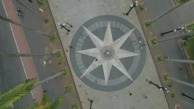 Aerial View of Se Cathedral in the city centre of Sao Paulo. Top down view of people walking
