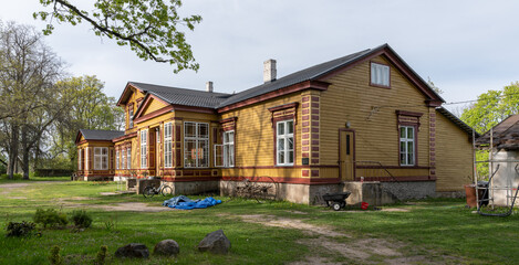 Fototapeta na wymiar old wooden building in estonia europe