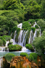 Beautiful waterfalls in National Park Krka, Croatia. Krka is popular summer travel destination.