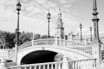 Fototapeta premium Seville. Black and white vintage filter style.