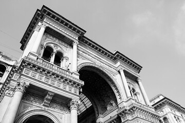 Obraz premium Milan - Galleria Vittorio Emanuele II. Black and white vintage filter style.
