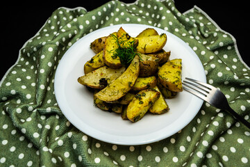 Potatoes on a black background
