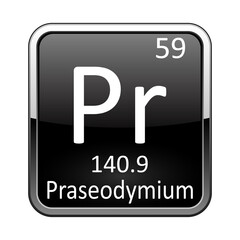 The periodic table element Praseodymium. Vector illustration